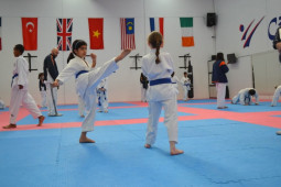 City West Tkd Young Girls Kicking Focus